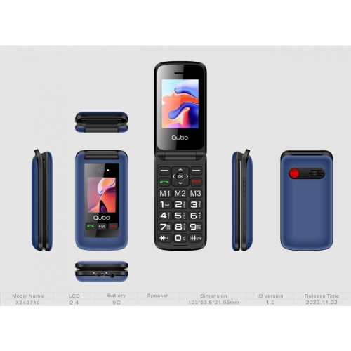 [131234] Teléfono Qubo X-247BL 2,4"+1,77" Azul