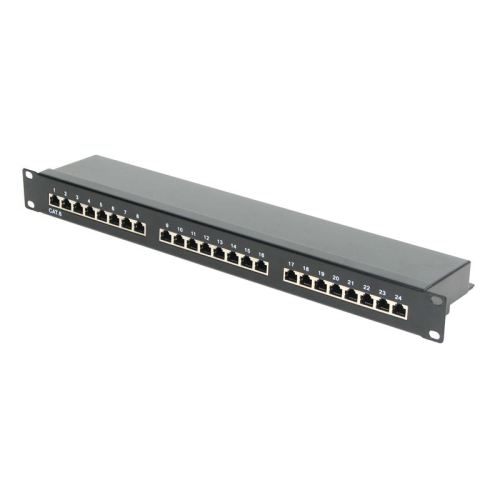 [131977] Panel de transferencia FTP 19" Cat.6 con organizador de cables 24 puertos 1U (Patch Panel 24 p)