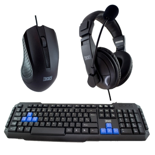 [131599] 3Go COMBODRILEH2 - Teclado + ratón + auriculares - Multimedia - Negro - USB