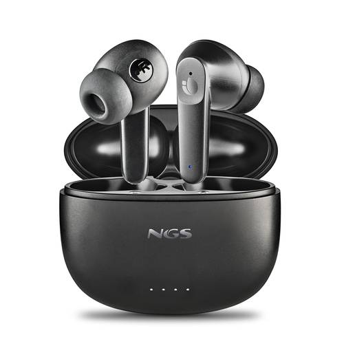 [131812] NGS Artica Hush Auriculares Bluetooth 5.3 TWS ANC - Conexion Automatica - Asistente de Voz - Autonomia hasta 4h - Base de Carga - Color Negro