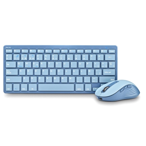 [131983] NGS Fantasy Pack Teclado Compacto Silencioso + Raton Silencioso 1600dpi 5 Botones - Conexion 2,4GHz, BT1 y BT2 - Color Azul