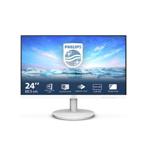 [131672] Monitor Philips 241V8AW 23.8"/ Full HD/ Multimedia/ Blanco