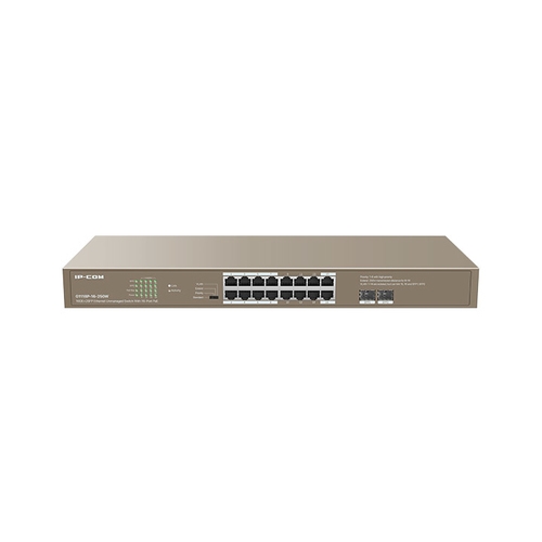 [132529] IP-COM G1118P-16-250W - Switch 16 puertos Gigabit 10/100/1000 + 2 puertos SFP - 16 puertos PoE hasta 30W - Metálico - Rack
