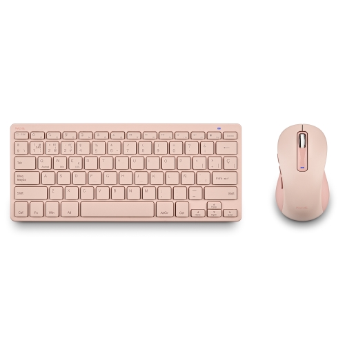 [131984] NGS Fantasy Pack Teclado Compacto Silencioso + Raton Silencioso 1600dpi 5 Botones - Conexion 2,4GHz, BT1 y BT2 - Color Rosa
