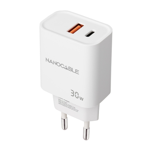 [133188] CARGADOR USB-C/PD + USB-A/QC 30W BLANCO