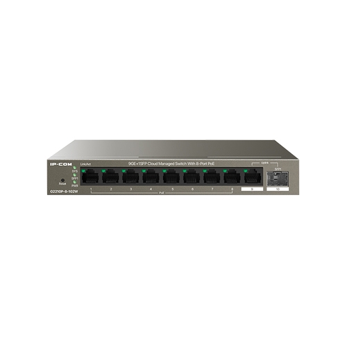 [132533] IP-COM G2210P-8-102W - Switch 9 puertos Gigabit 10/100/1000 + 1 puerto SFP- 8 puertos PoE - Metálico - Gestionable - Cloud - ProFi App - Reseteo PoE remoto