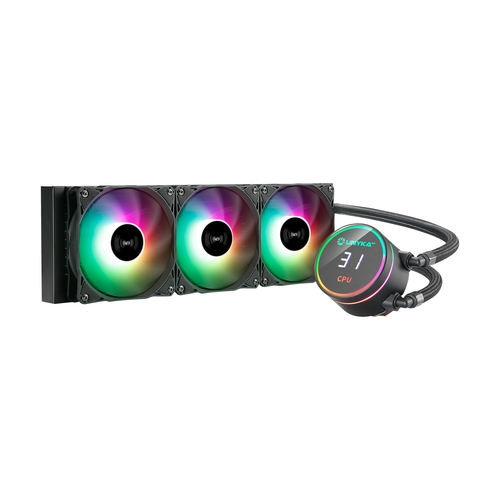 [134252] Unykach Aquastorm 360 Kit de Refrigeración Líquida - 3 Ventiladores de 120mm - Iluminacion RGB - Visualizacion Temperatura CPU - Tubo de 38mm